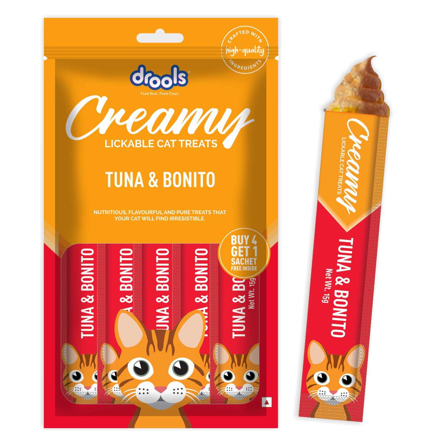 Drools Tuna & Bunito Creamy Cat Treats — side view