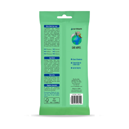 Earthbath Botanical Fresh Cucumber and Chamomile Ear Wipes — back view