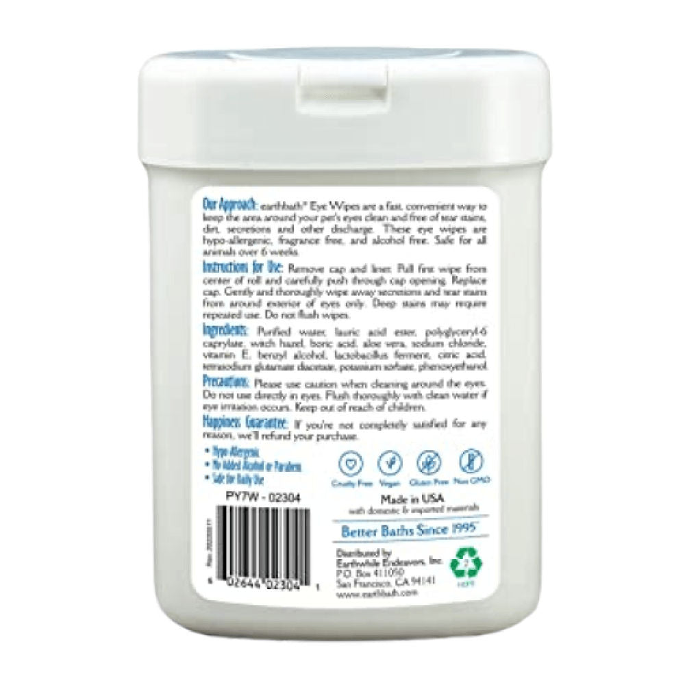 EarthBath Hypoallergenic Fragrance Free Eye Wipes for Dogs and Cats — side view
