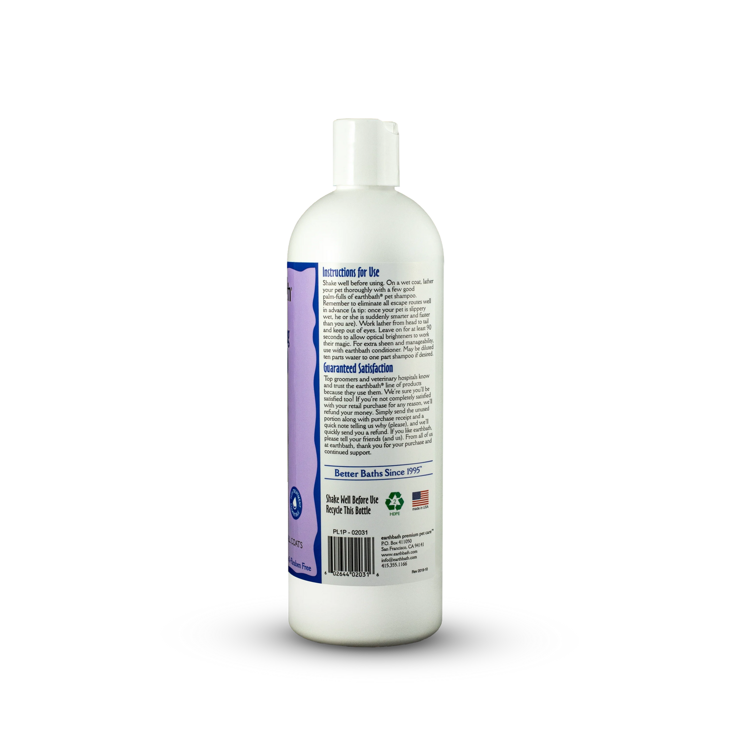 EarthBath Lavender Coat Brightening Shampoo for Dogs and Cats — in use