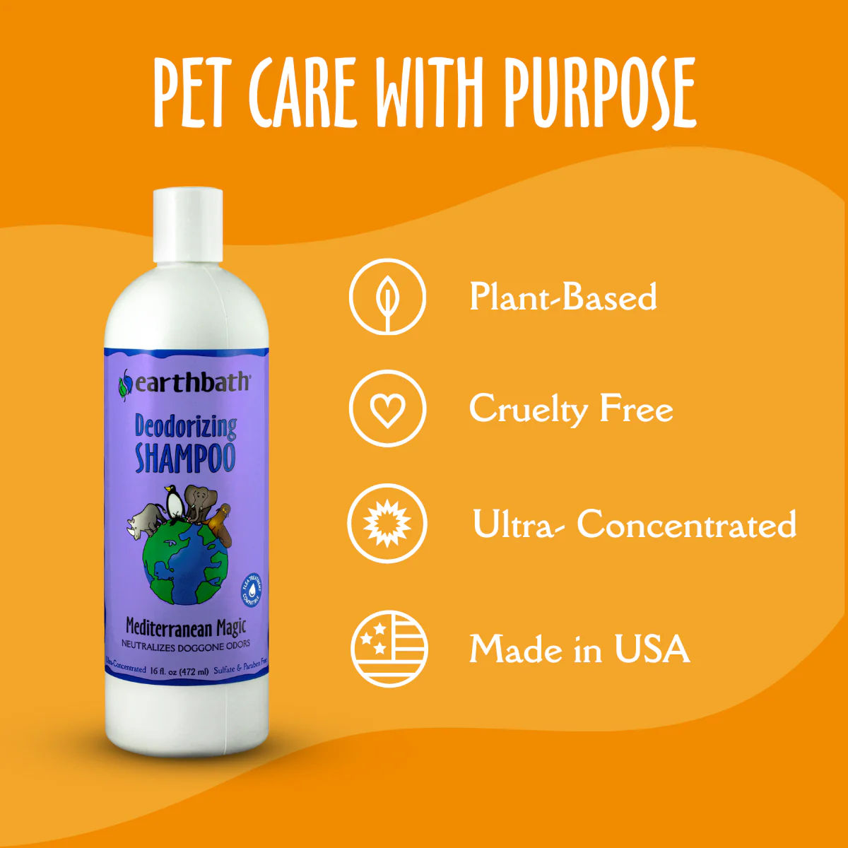 EarthBath Mediterranean Magic Deodorizing Shampoo for Dogs and Cats — back view