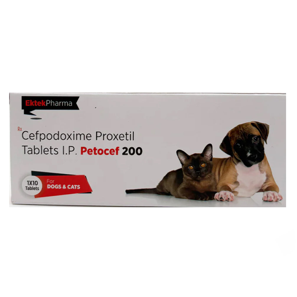 Ek Tek Petocef 200Mg Tablets For Dogs And Cats