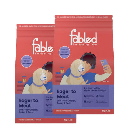 fabled-eager-to-meat-fresh-chicken-turkey-and-duck-dog-dry-food 4kg (2x2kg)