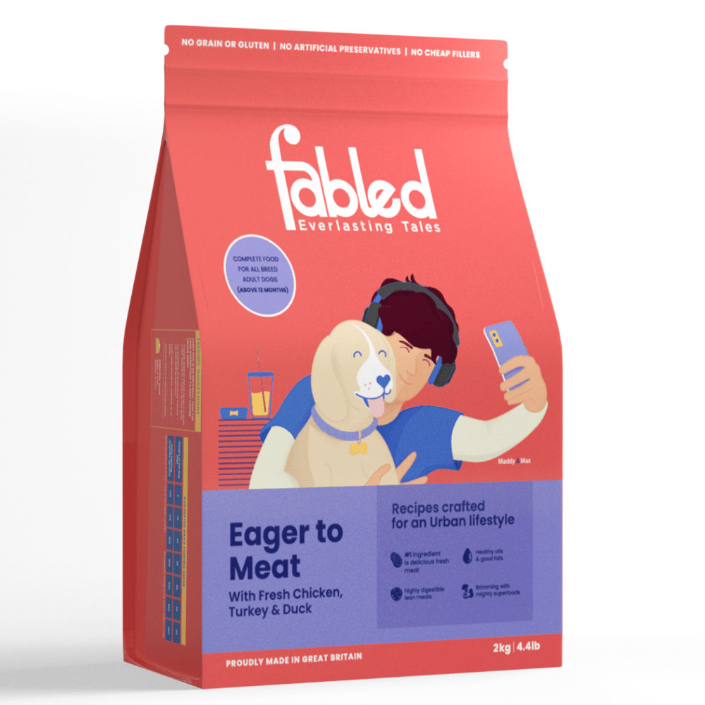 Fabled Eager to Meat Fresh Chicken Turkey and Duck Adult Dog Dry Food — back view