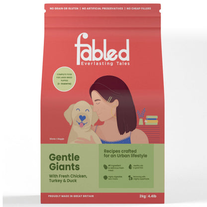 Fabled Gentle Giants Fresh Chicken Turkey and Duck Large Breed Puppy Dry Food — detail shot