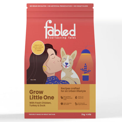 Fabled Grow Little One Fresh Chicken Turkey & Duck Small Medium Dog Dry Food — side view