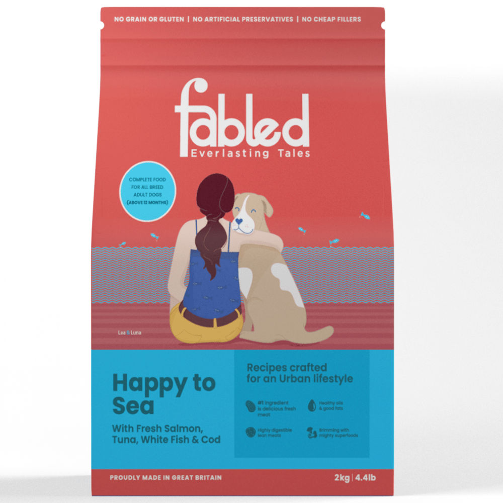 Fabled Happy to Sea Fresh Salmon Tuna White Fish and Cod Adult Dog Dry Food — side view