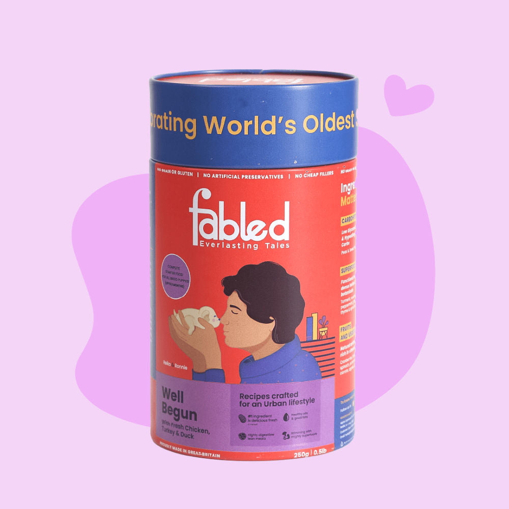 Fabled Well Begun Fresh Chicken Turkey and Duck Puppy Starter Dry Food — side view