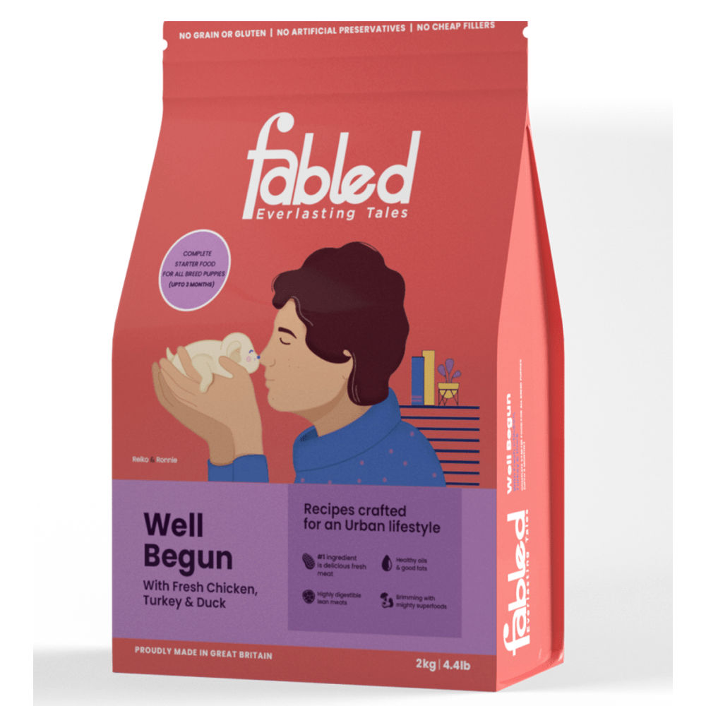 Fabled Well Begun Fresh Chicken Turkey and Duck Puppy Starter Dry Food — back view