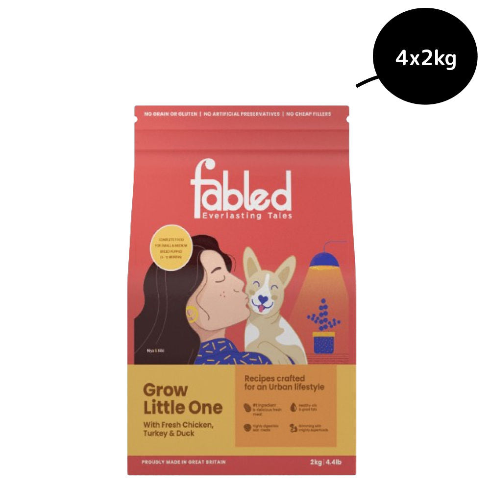 fabled-grow-little-one-fresh-chicken-turkey-and-duck-dog-dry-food 8kg (4x2kg)