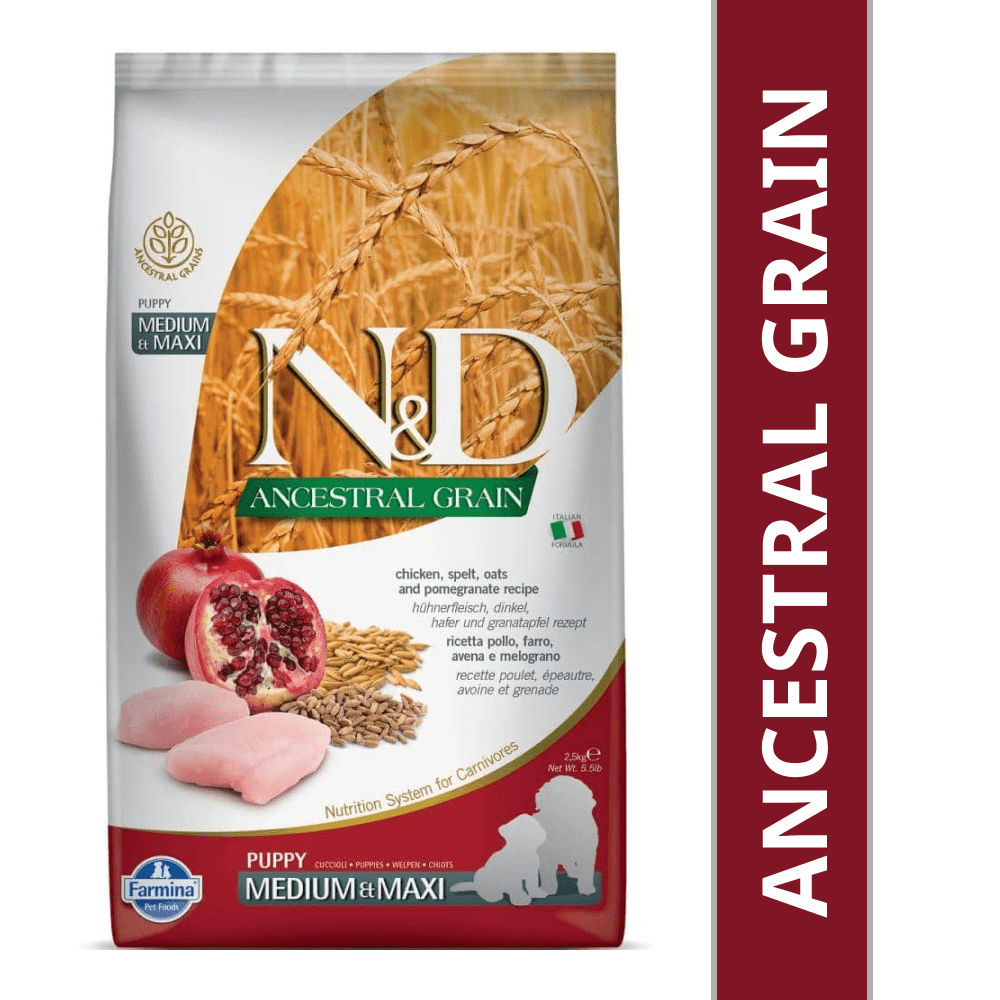 farmina-n-d-chicken-pomegranate-dog-ancestral-grain-puppy-medium-maxi 2.5kg
