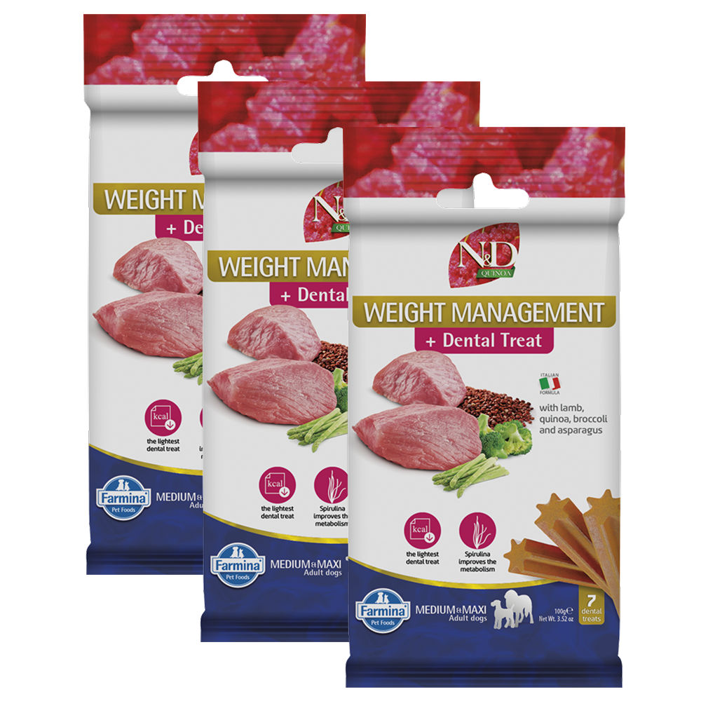 Farmina N&D Lamb and Blueberry Quinoa Weight Mangament Medium and Maxi Adult Dog Treats — in use