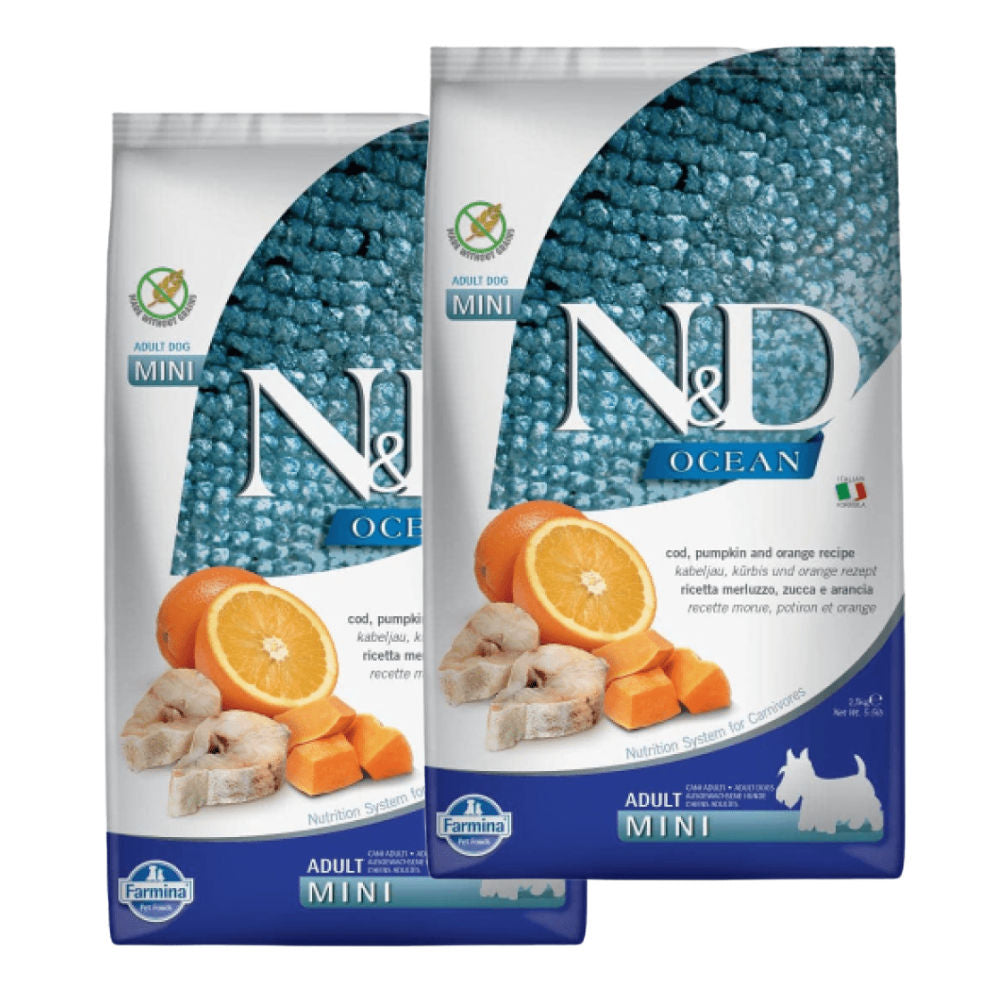 farmina-n-d-ocean-codfish-orange-pumpkin-grain-free-adult-mini-dog-dry-food 5kg (2x2.5kg)