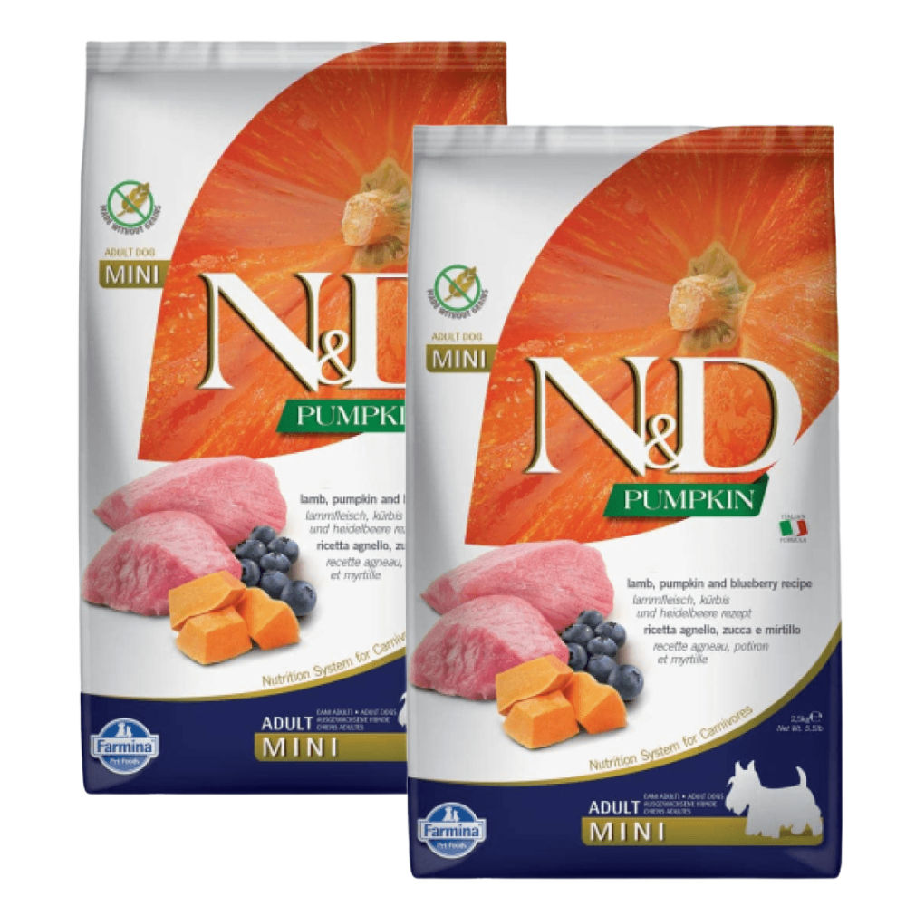 farmina-n-d-pumpkin-lamb-blueberry-grain-free-adult-mini-dog-dry-food 5kg (2x2.5kg)