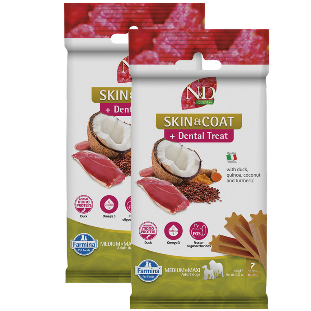 farmina-n-d-quinoa-duck-skin-coat-adult-medium-maxi-dog-treats 2x100g