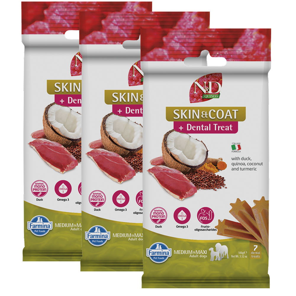 farmina-n-d-quinoa-duck-skin-coat-adult-medium-maxi-dog-treats 3x100g