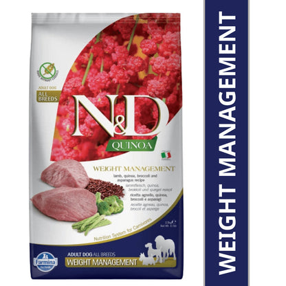 Farmina N&D Quinoa Weight Management Grain Free Medium & Maxi Adult Dog Dry Food — in use