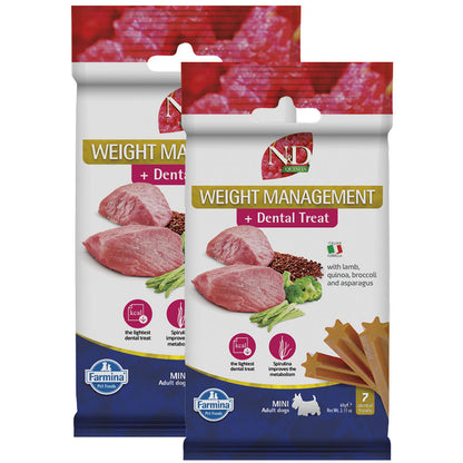 Farmina N&D Lamb and Quinoa Weight Mangament Mini Adult Dog Treats — side view