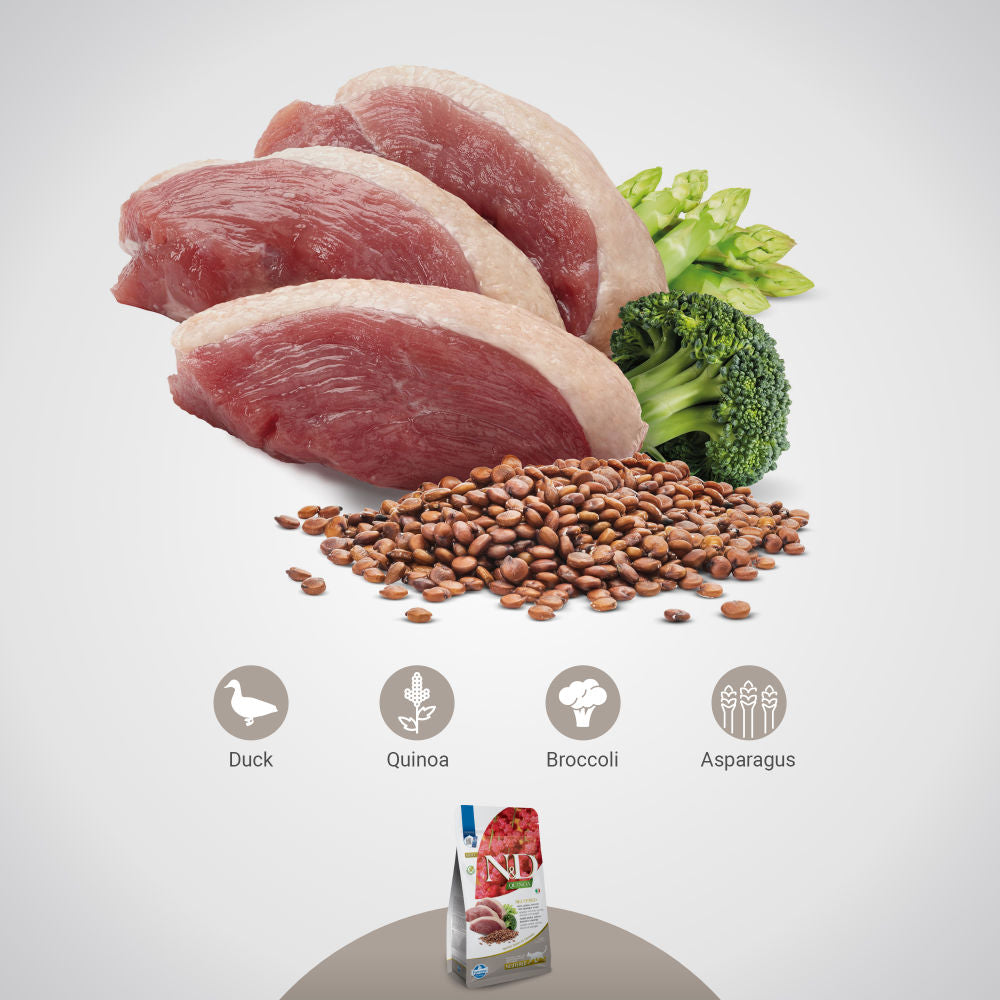 Farmina N&D Neutered Quinoa Duck, Broccoli & Asparagus Adult Cat Dry Food — back view