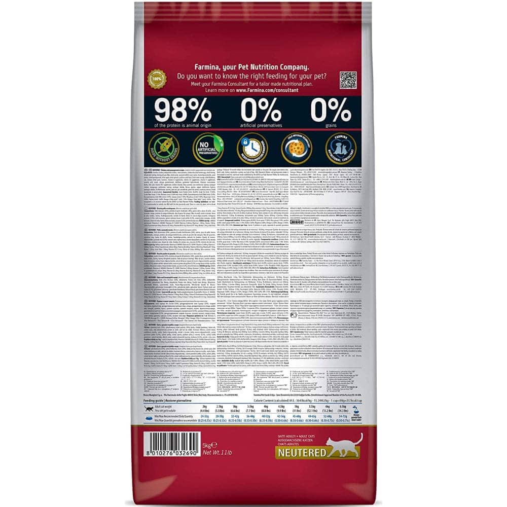 Farmina N&D Prime Chicken & Pomegranate Adult Neutered Cat Dry Food — in use