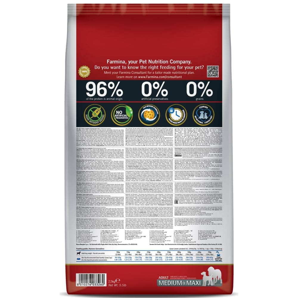 Farmina N&D Pumpkin Chicken & Pomegranate Grain Free Adult Maxi Medium Dog Dry Food — back view