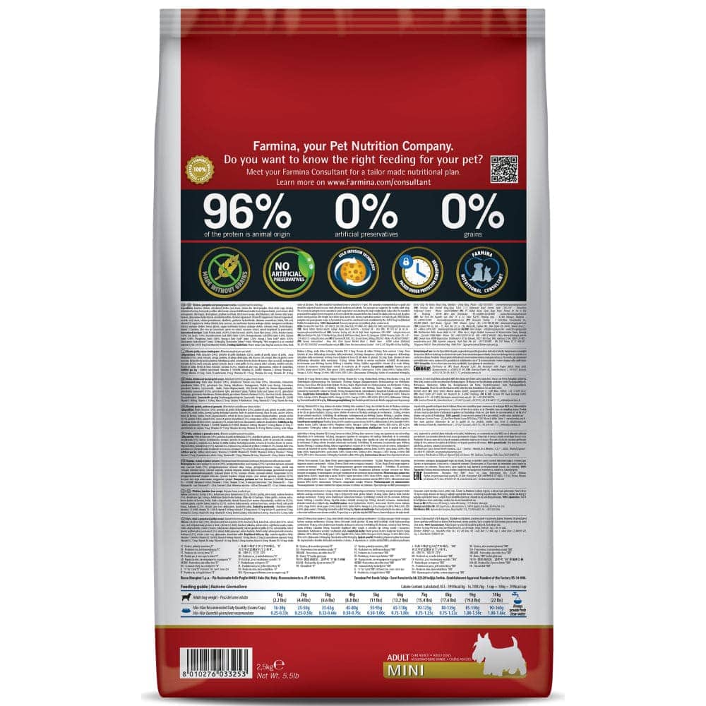 Farmina N&D Pumpkin Chicken & Pomegranate Grain Free Adult Mini Dog Dry Food — back view