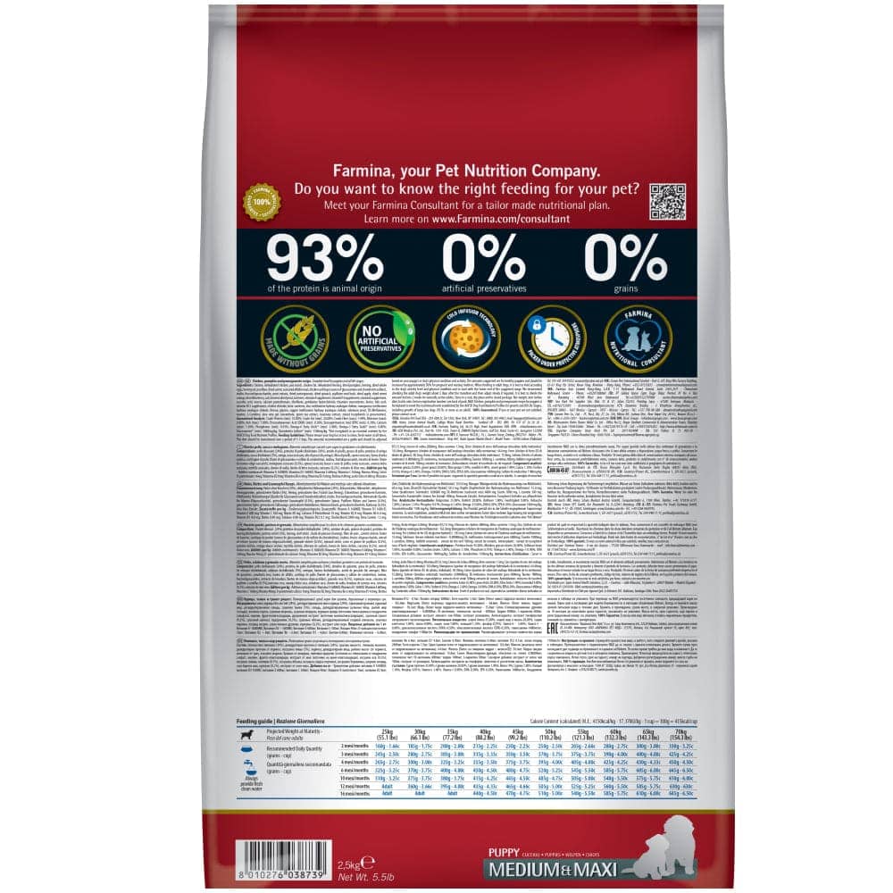 Farmina N&D Pumpkin Chicken & Pomegranate Grain Free Puppy Medium Maxi Dog Dry Food — back view