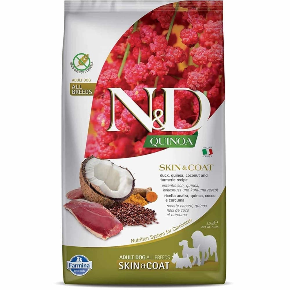 Farmina N&D Quinoa Duck Coconut & Turmeric Skin & Coat Grain Free Medium and Maxi Dog Dry Food — side view