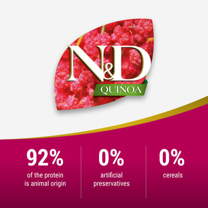 Farmina N&D Quinoa Lamb Mint & Fennel Digestion Grain Free Adult Medium Maxi Dry Dog Food — in use