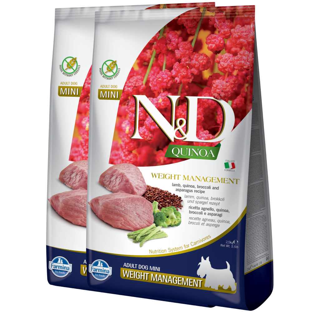 Farmina N&D Quinoa Lamb Weight Management Grain Free Adult Mini Dog Dry Food — side view
