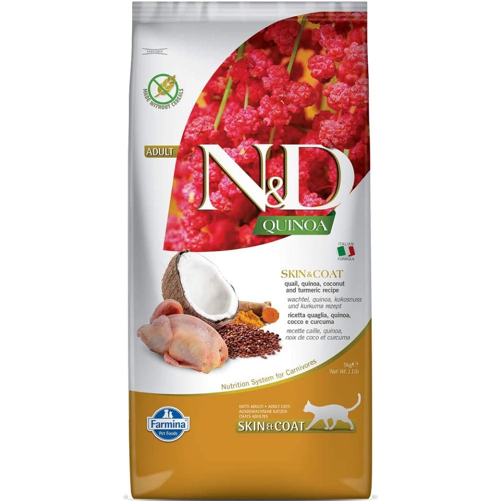Farmina N D Quinoa Quail Coconut Turmeric Skin Coat Grain Adult Dry Cat Food Bgb - Image 2