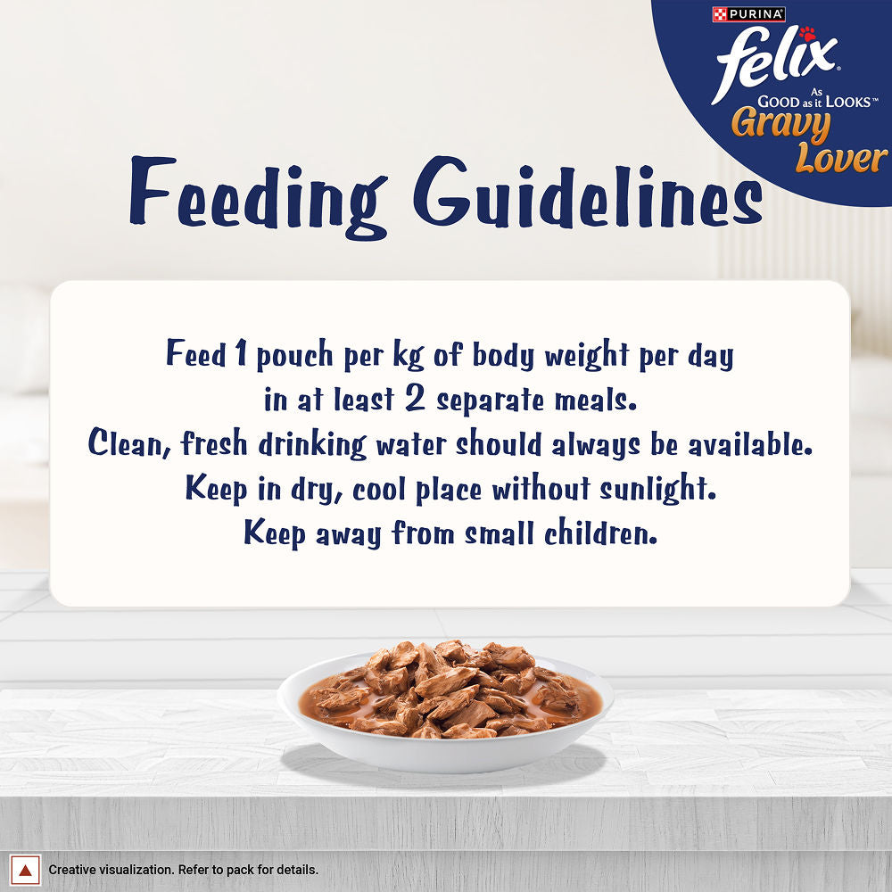 Purina Felix Gravy Lover Chicken Chunks Adult Complete and Balanced Cat Wet Food — back view