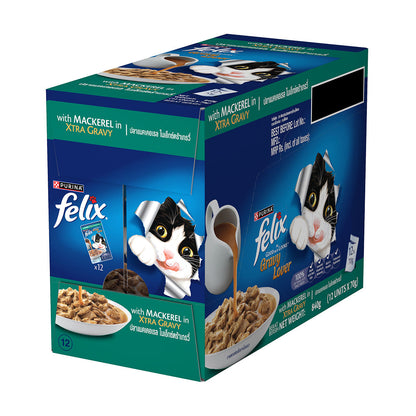 Purina Felix Gravy Lover Mackerel Chunks Complete And Balanced Adult Cat Wet Food