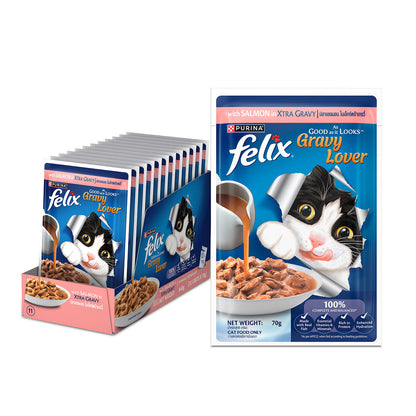 Purina Felix Gravy Lover Salmon Chunks Adult Complete and Balanced Cat Wet Food — back view