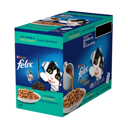 Purina Felix Gravy Lover Tuna Chunks Adult Complete and Balanced Cat Wet Food — back view