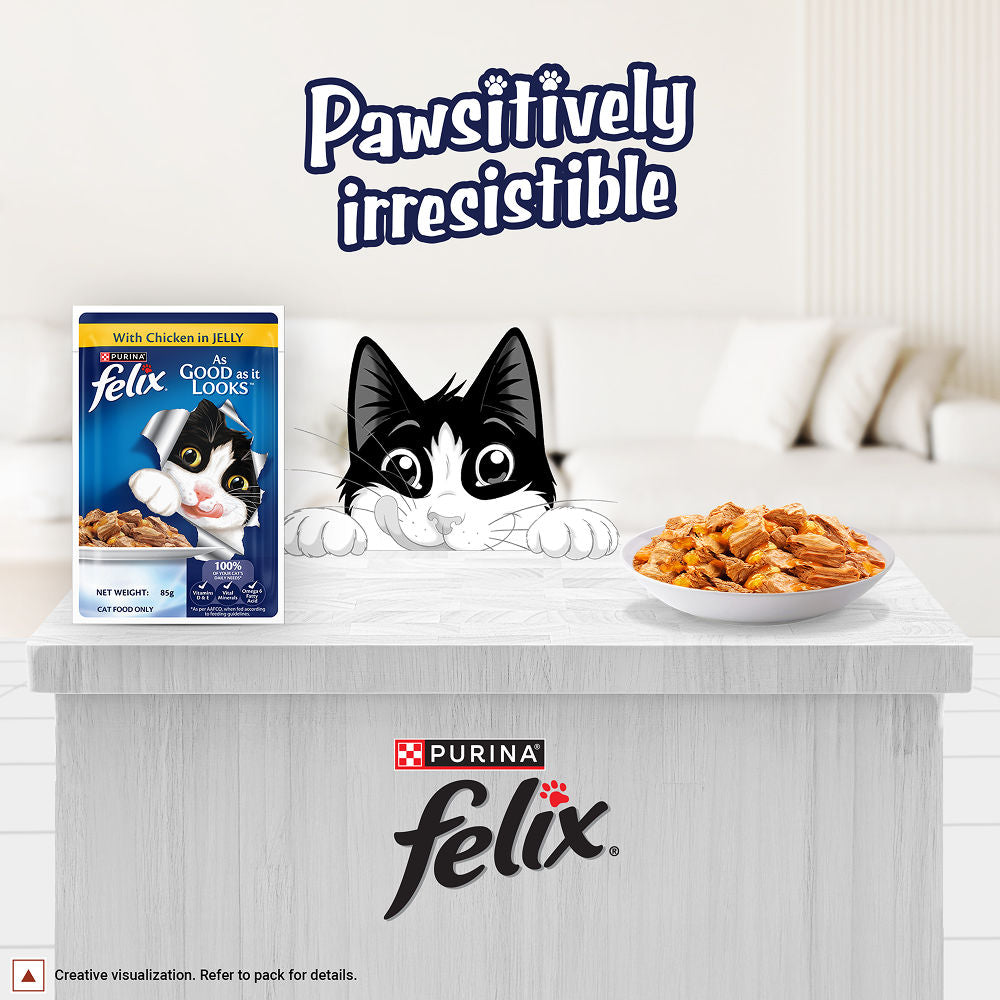 Purina Felix with Chicken in Jelly Complete and Balanced Adult Cat Wet Food — back view