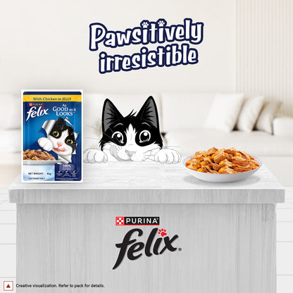 Purina Felix with Chicken in Jelly Complete and Balanced Adult Cat Wet Food — back view