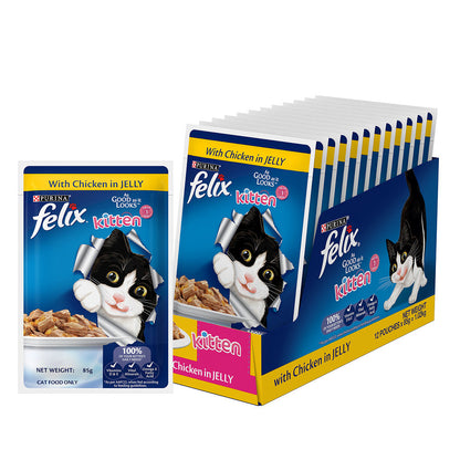 Purina Felix with Chicken in Jelly Complete and Balanced Kitten Cat Wet Food — back view
