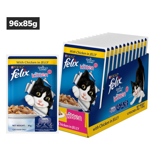 Purina Felix with Chicken in Jelly Complete and Balanced Kitten Cat Wet Food — detail shot