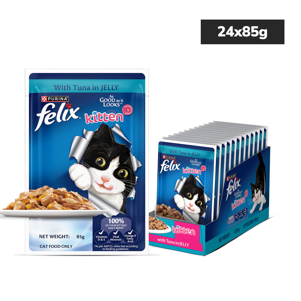 Purina Felix with Tuna in Jelly Complete and Balanced Kitten Wet Food — back view