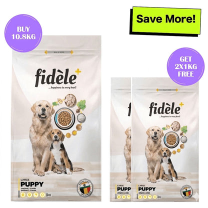 fidele-plus-large-puppy-dry-dog-food 10.8kg+2x1kg Free