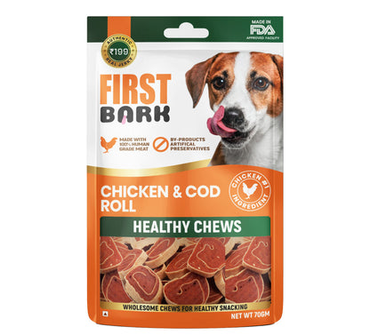 first-bark-chicken-cod-roll-dog-treats 70g