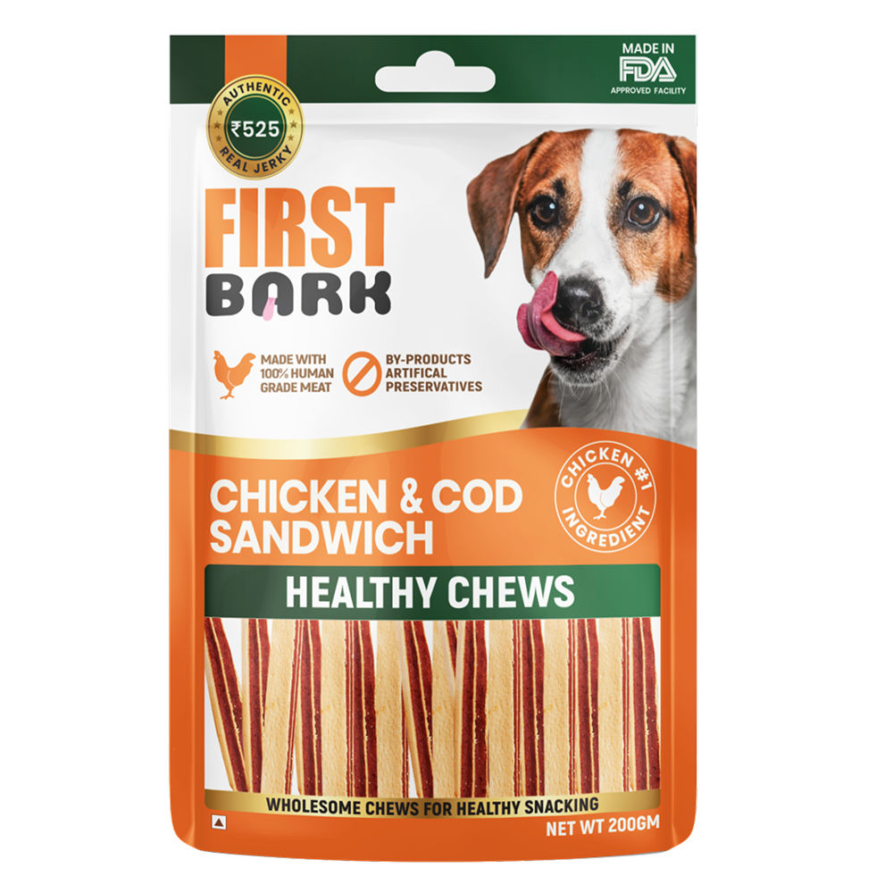 first-bark-chicken-cod-sandwich-dog-treats 200g