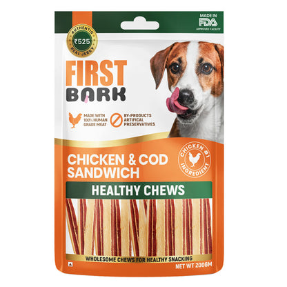 first-bark-chicken-cod-sandwich-dog-treats 200g