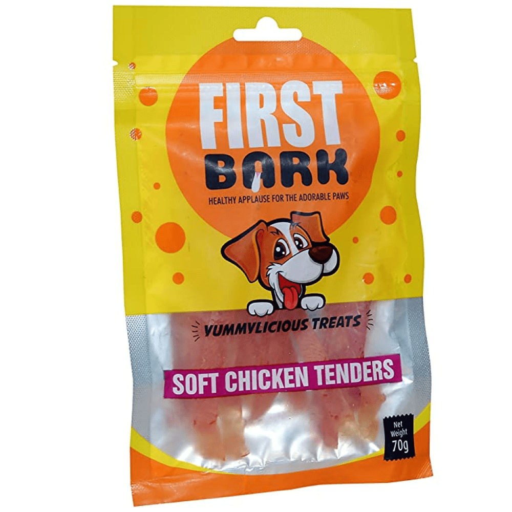 First Bark Soft Chicken Tenders Dog Treats — in use