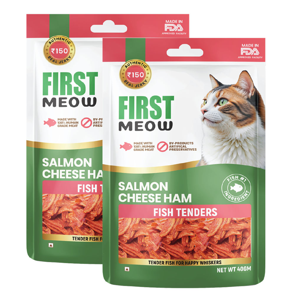 First Meow Salmon Cheese Ham Jerky Cat Treat — side view