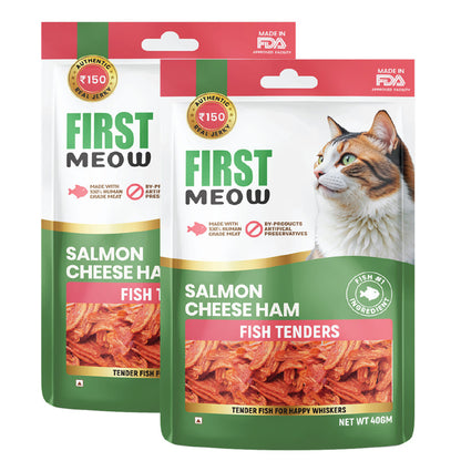 First Meow Salmon Cheese Ham Jerky Cat Treat — side view