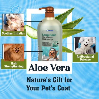 Forbis/Forcans Long Coat Aloe Shampoo for Dogs — in use