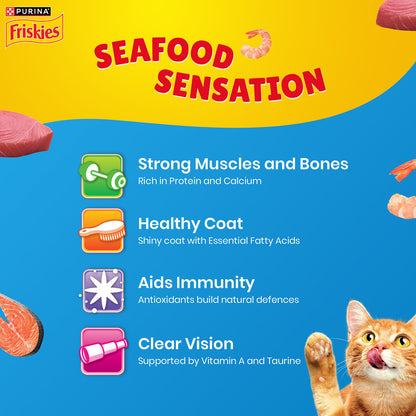 Purnia Friskies Seafood Cat Dry Food — detail shot