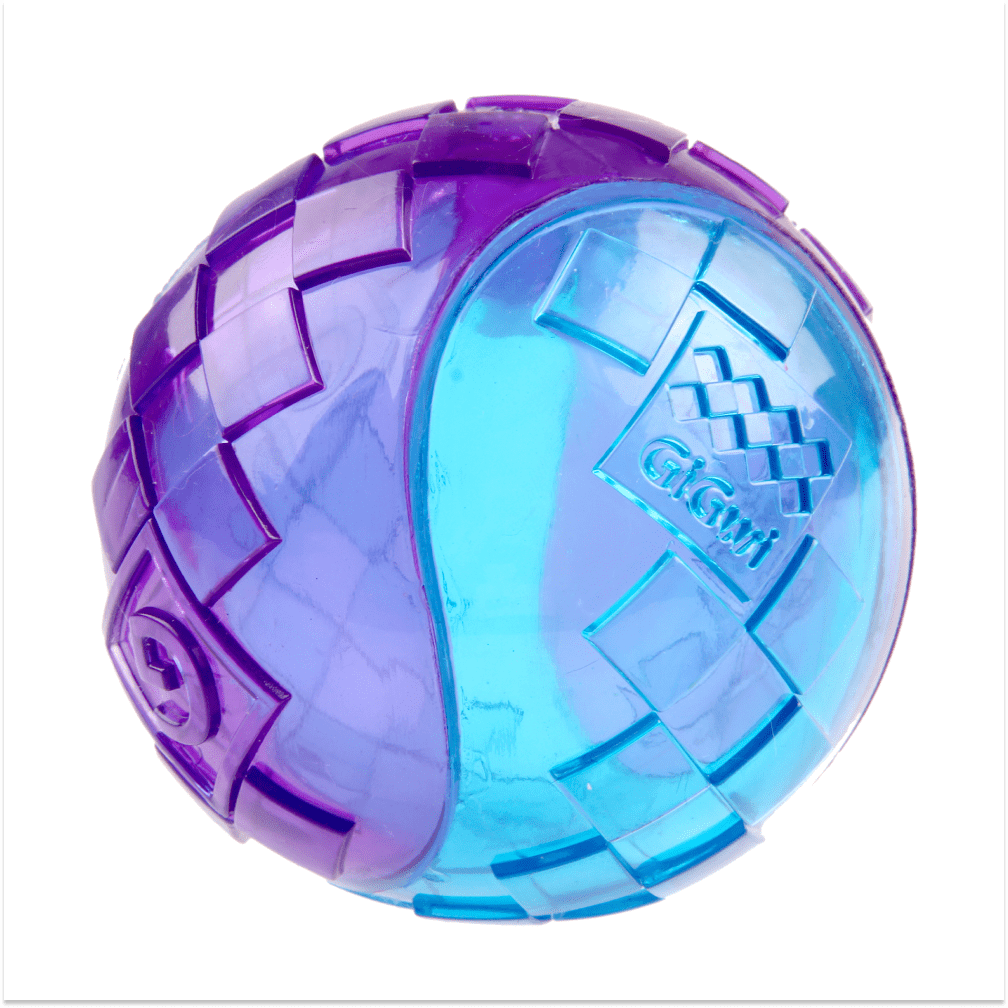 GiGwi Ball Squeaker Toy for Dogs (Blue/Purple) | For Medium Chewers — side view